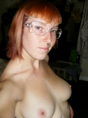 Guy takes pictures of his small breasts